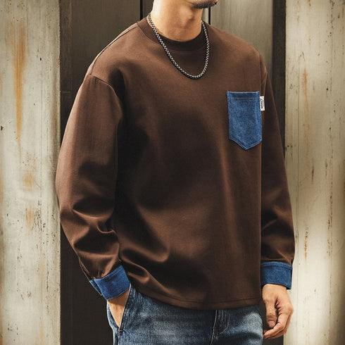 Trad Color Block Pocket Long Sleeve T-shirt P1845